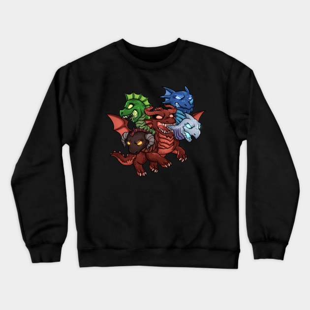 Hydra Multiple Head Dragon Cool Chibi Dragon Graphic Crewneck Sweatshirt by omorihisoka